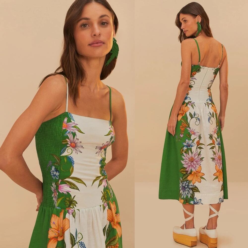 Farm Rio Off-White Sweet Bloom Dreamscape Midi Dress M - Picture 11 of 11
